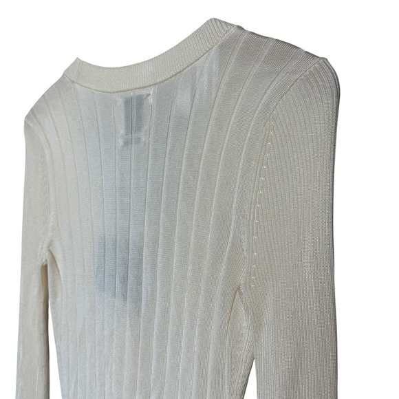 NWT! ST. JOHN Women's XS Ivory Ecru V-Neck Knit Cardigan Sweater Casual Ribbed - Picture 7 of 12